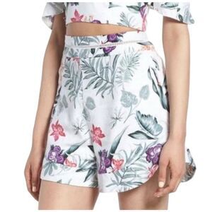 WAYF Chester Tropical Print High-Rise Shorts - Size Large